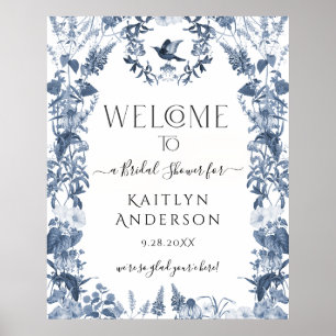 Chinoiserie Blue Floral Welcome Bridal Shower Poster