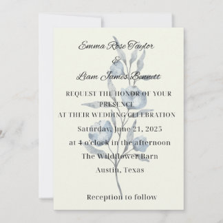 Chinoiserie Blue Flower Wedding Invitation