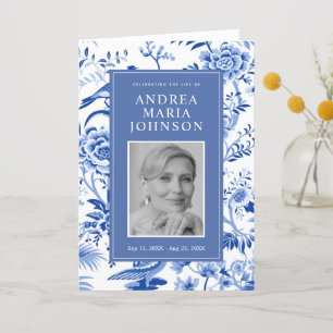Chinoiserie Blue Order Of Service Funeral Program