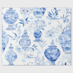 Chinoiserie Blue Vase Wrapping Paper