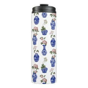 Chinoiserie blue vases and flowers  thermal tumbler
