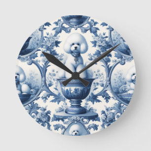 Chinoiserie blue & white Bichon Frise Clock