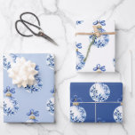 Chinoiserie Blue & White Christmas Ornaments Wrapping Paper Sheet<br><div class="desc">PreppyPrint.com - Celebrate Christmas in style! Add your personalised touch. Transfer this design onto the products of your choice too! Please visit my designer store,  PreppyPrint.com,  for coordinating items.</div>