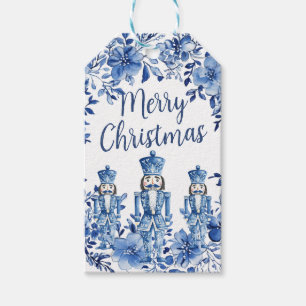 Chinoiserie Blue White Floral Nutcracker Soldiers Gift Tags