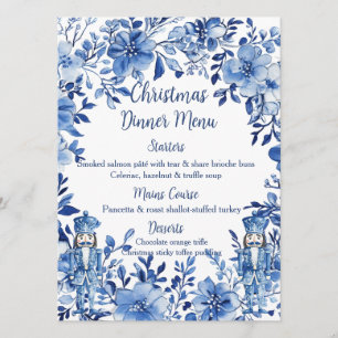 Chinoiserie Blue White Floral Nutcracker Soldiers Menu