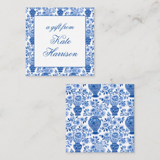 Chinoiserie Blue & White Ginger Jar Floral Gift Card (Front/Back)