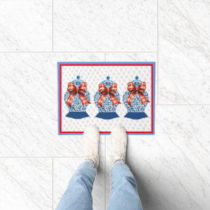 Chinoiserie Blue White Ginger Jar Rug Doormat