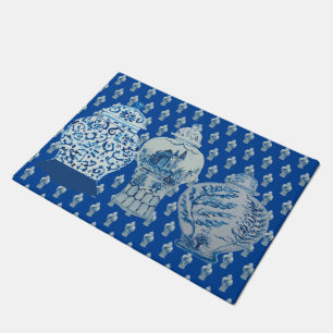 Chinoiserie Blue White Ginger Jars Doormat