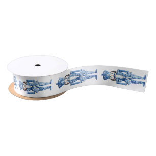 Chinoiserie Blue White the Nutcracker Soldiers Satin Ribbon