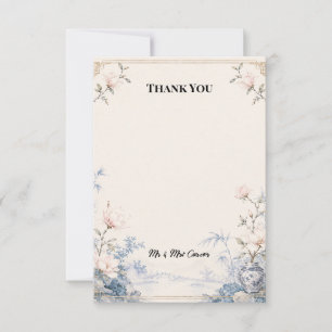 Chinoiserie Blue White Vase Floral Thank You Card