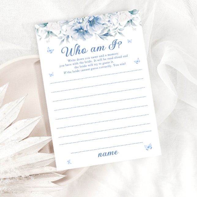 Chinoiserie Blue White Who Am I Bridal Shower Game Invitation (Creator Uploaded)