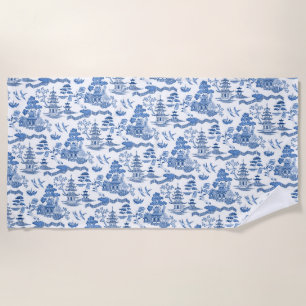 Chinoiserie Blue Willow Beach Towel