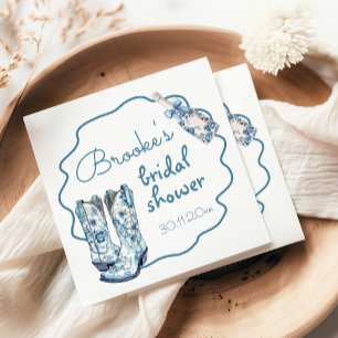 Chinoiserie Boots and Bubbly Bridal Shower Napkin