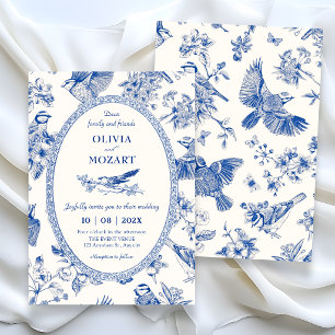 Chinoiserie botanical floral bird wedding invitation
