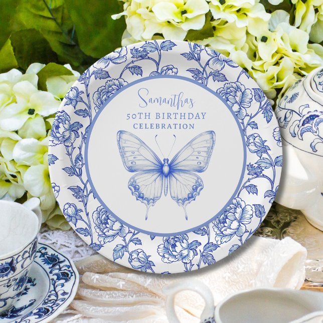 Chinoiserie Butterfly Birthday Plate (Creator Uploaded)