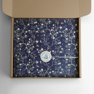 Chinoiserie Camellia Garden Breeze Blue Tissue Paper