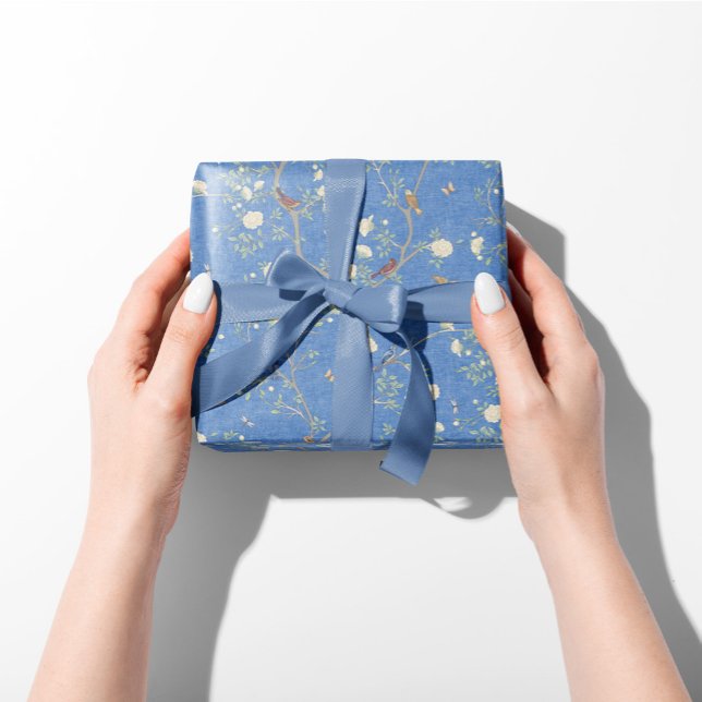 Chinoiserie Camellia Garden Breeze Blue Wrapping Paper Sheet (camellia garden chinoiserie gift wrap paper
)