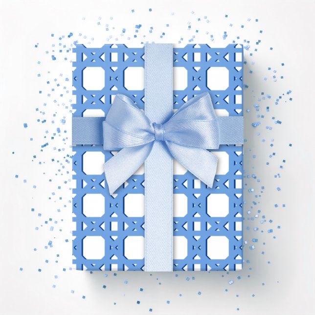 Chinoiserie Cane Trellis in Blue Wrapping Paper (Creator Uploaded)