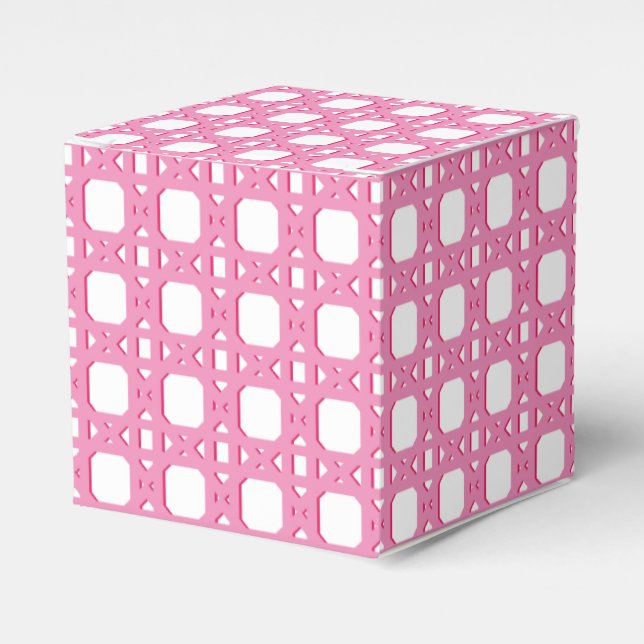 Chinoiserie Cane Trellis in Pink Favour Box (Front Side)