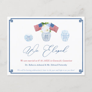 Chinoiserie Chic 4th Of July Wedding Elopement Announcement Postcard