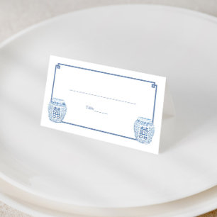 Chinoiserie Chic Blue And White Ginger Jar Wedding Place Card