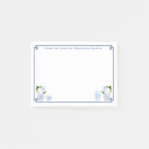 Chinoiserie Chic Blue And White Personalised Post-it Notes