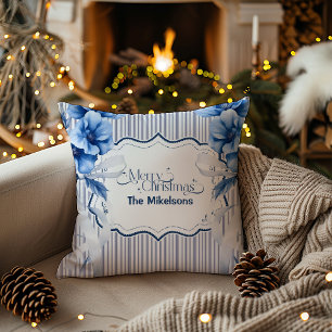Chinoiserie Chic Blue Christmas Cushion