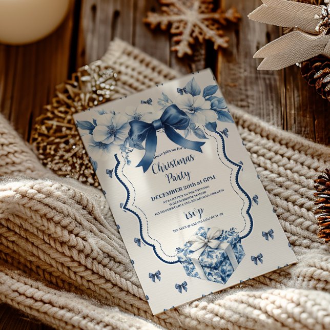 Chinoiserie Chic Blue Christmas Invitation (Creator Uploaded)