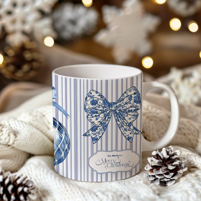 Chinoiserie Chic Blue Christmas Two-Tone Coffee Mug (Creator Uploaded)
