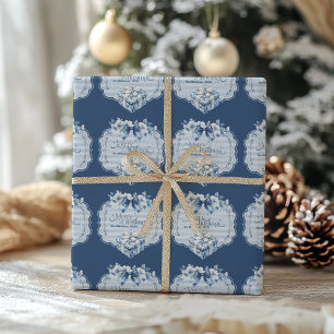 Chinoiserie Chic Blue Christmas Wrapping Paper