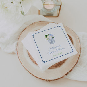 Chinoiserie Chic Blue Green Bridal Shower Party Napkin