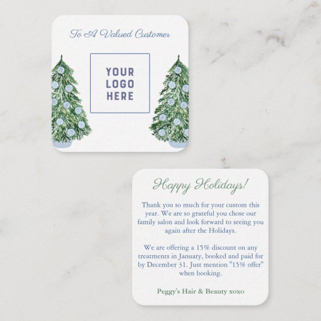 Chinoiserie Chic Company Logo Merry Christmas Card (Front/Back)