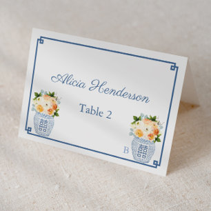 Chinoiserie Chic Fall Flowers Wedding Place Card