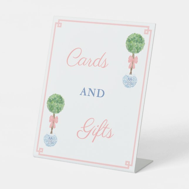 Chinoiserie Chic Girl Baby Shower Cards And Gifts Pedestal Sign (Front)