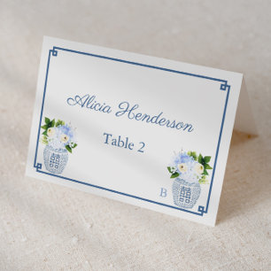 Chinoiserie Chic Navy White Wedding Place Card