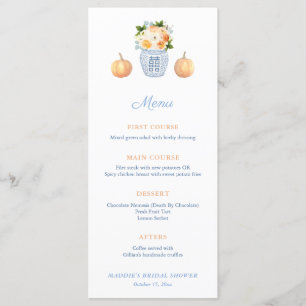 Chinoiserie Chic Pumpkin Autumn Wedding Shower Menu