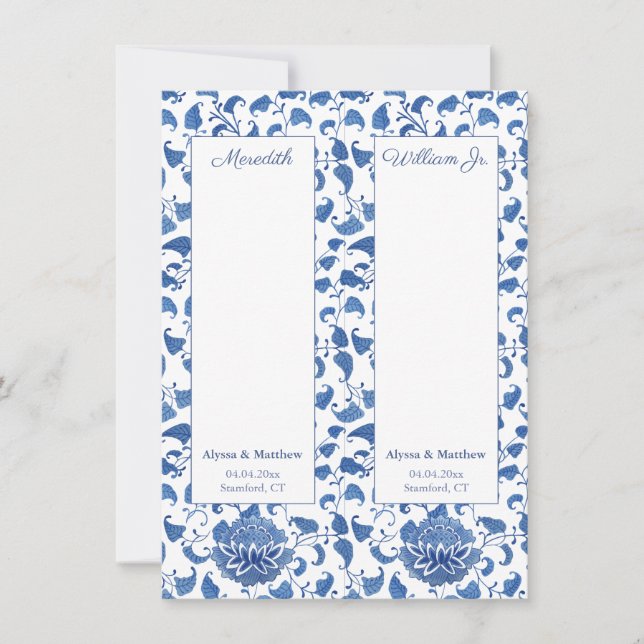 Chinoiserie Chic Wedding Book Marks Place Cards (Front)