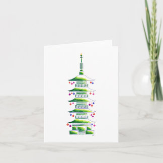 Chinoiserie Christmas Pagoda: Blank Note Card