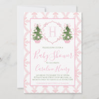 Chinoiserie Christmas Pink Preppy Baby Shower