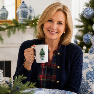 Chinoiserie Christmas Topiary Tree Bone China Mug