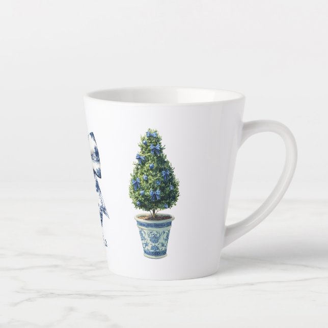 Chinoiserie Christmas Topiary Tree Latte Mug (Right)