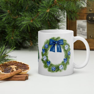 Chinoiserie Christmas Tree and Wreath  Coffee Mug