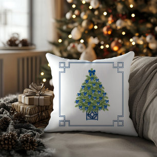 Chinoiserie Christmas Tree Holiday Cushion