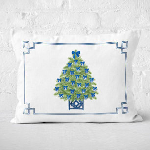 Chinoiserie Christmas Tree Holiday Decorative Cushion