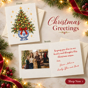 Chinoiserie Christmas Tree Photo Greeting Card