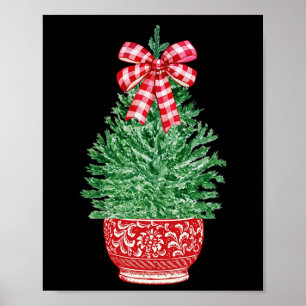 Chinoiserie Christmas Tree Red White Ginger Jar Ha Poster