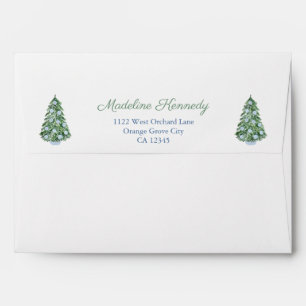 Chinoiserie Christmas Tree Scottish Tartan Wedding Envelope