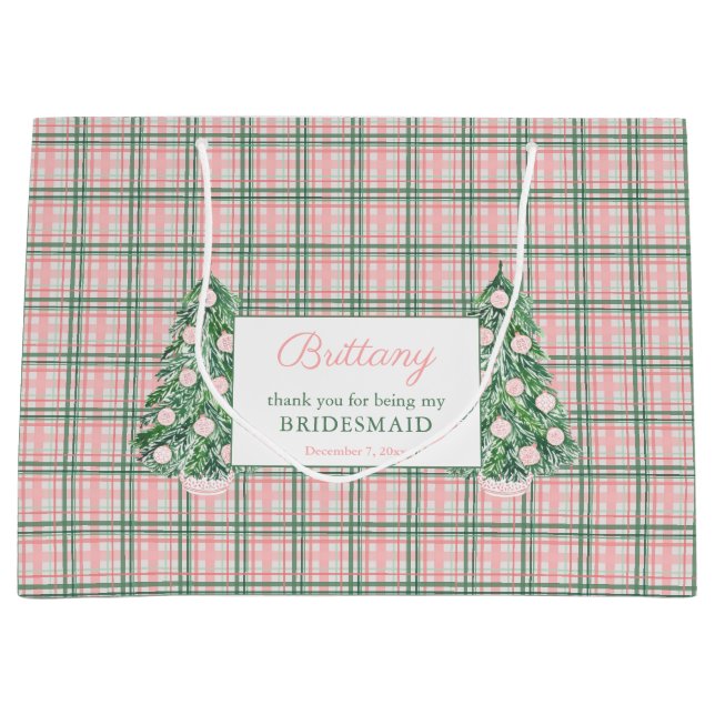 Chinoiserie Christmas Wedding Party Thank You Large Gift Bag (Front)