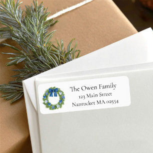 Chinoiserie Christmas Wreath Return Address Label