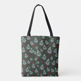 Chinoiserie Chrysathemums Vases Forest Green  Tote Bag